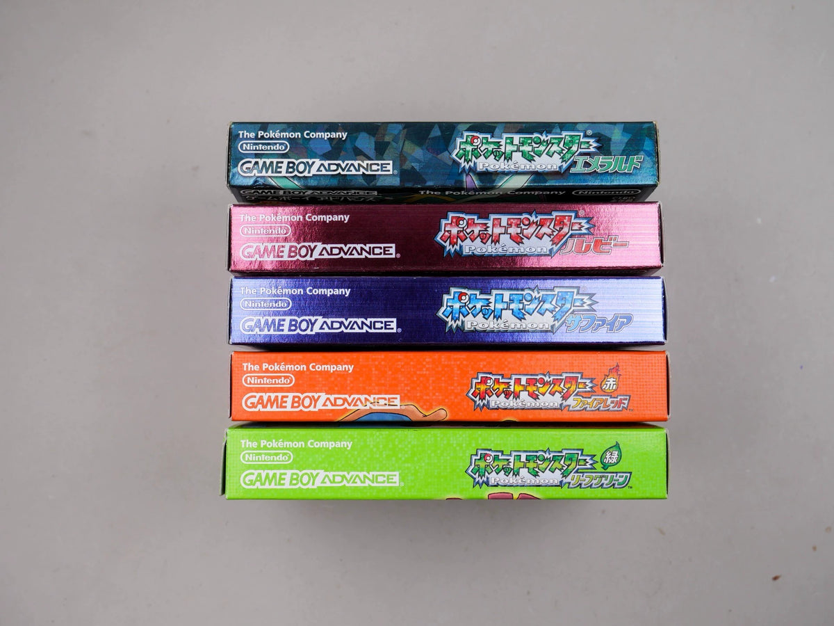 GBA game, Pokemon, five-piece collection of rubies, sapphires, emeralds and fiery red, leafy green. The color is as shown in the picture, the original medieval cassette, the box is full, the overall state is good, the contents are complete, the is normal