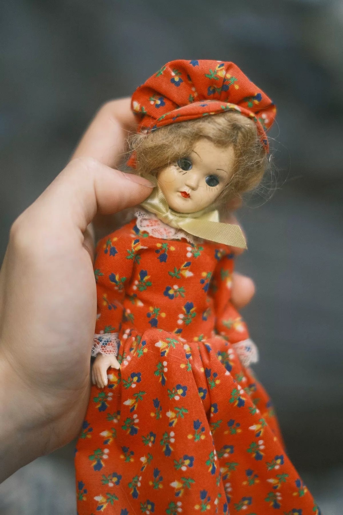 200926-toy-82 Blythe 古董娃娃赛璐璐 胶皮活眼 德国 中古 Vintage西洋摆件 借浓汤全瓷 抱娃 小斜眼 林巴赫 肯斯