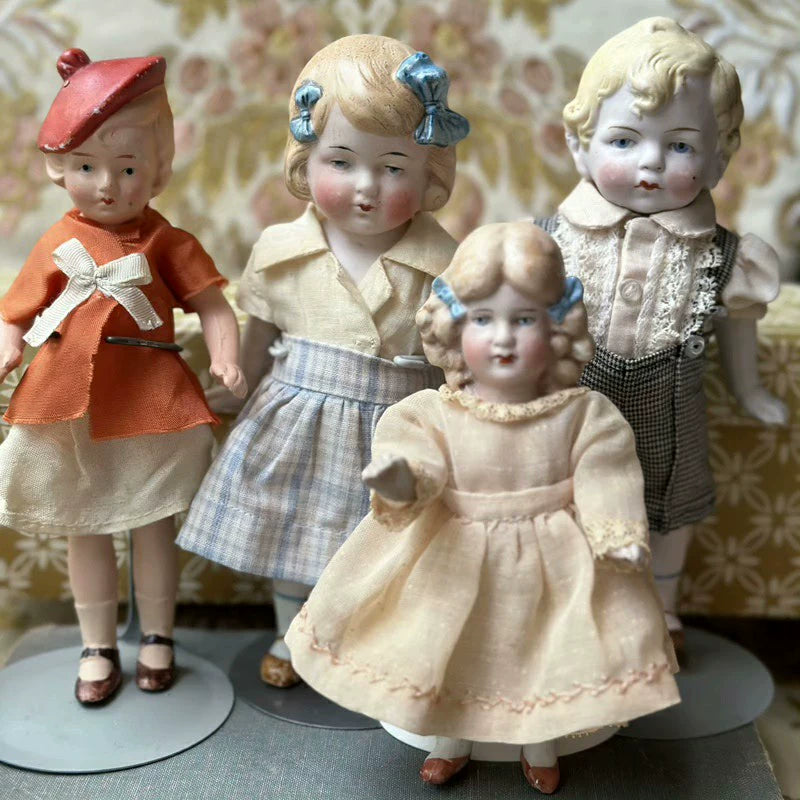 040926-doll-20 Limbach Double Bow Girl Archangel Boy Antique German Full Porcelain Articulated Body Mid Palm Treasure Puppet