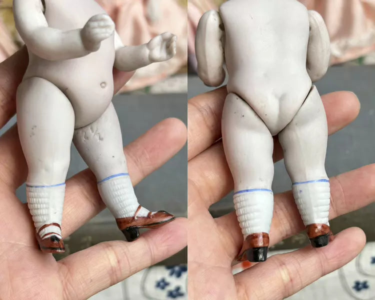 040926-doll-255 Kenster 720 Painted Eye Porcelain Doll Antique German Soup Doll Kestner Full Porcelain Articulated Body Mini Dollhouse Puppet