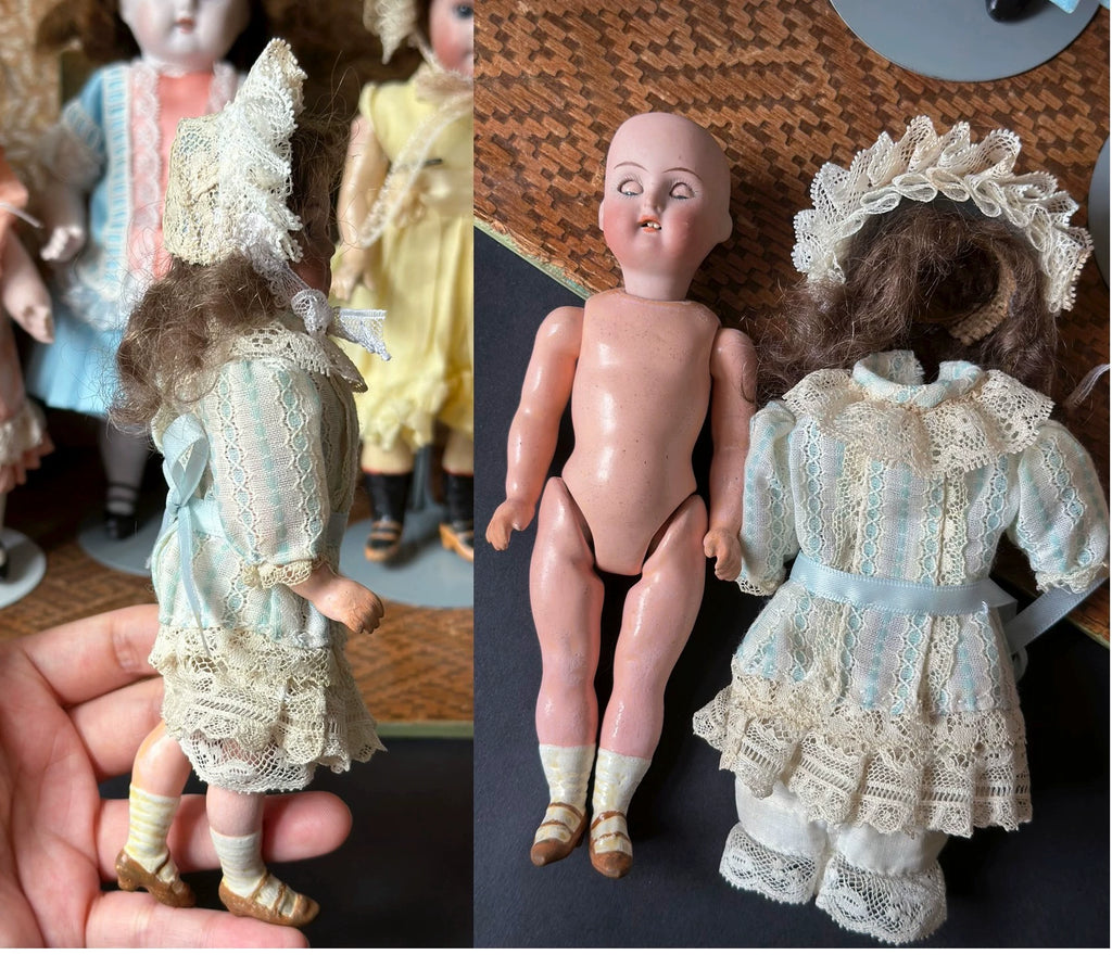 040926-doll-222 Antique doll German KR thick soup porcelain head five joints mini small size