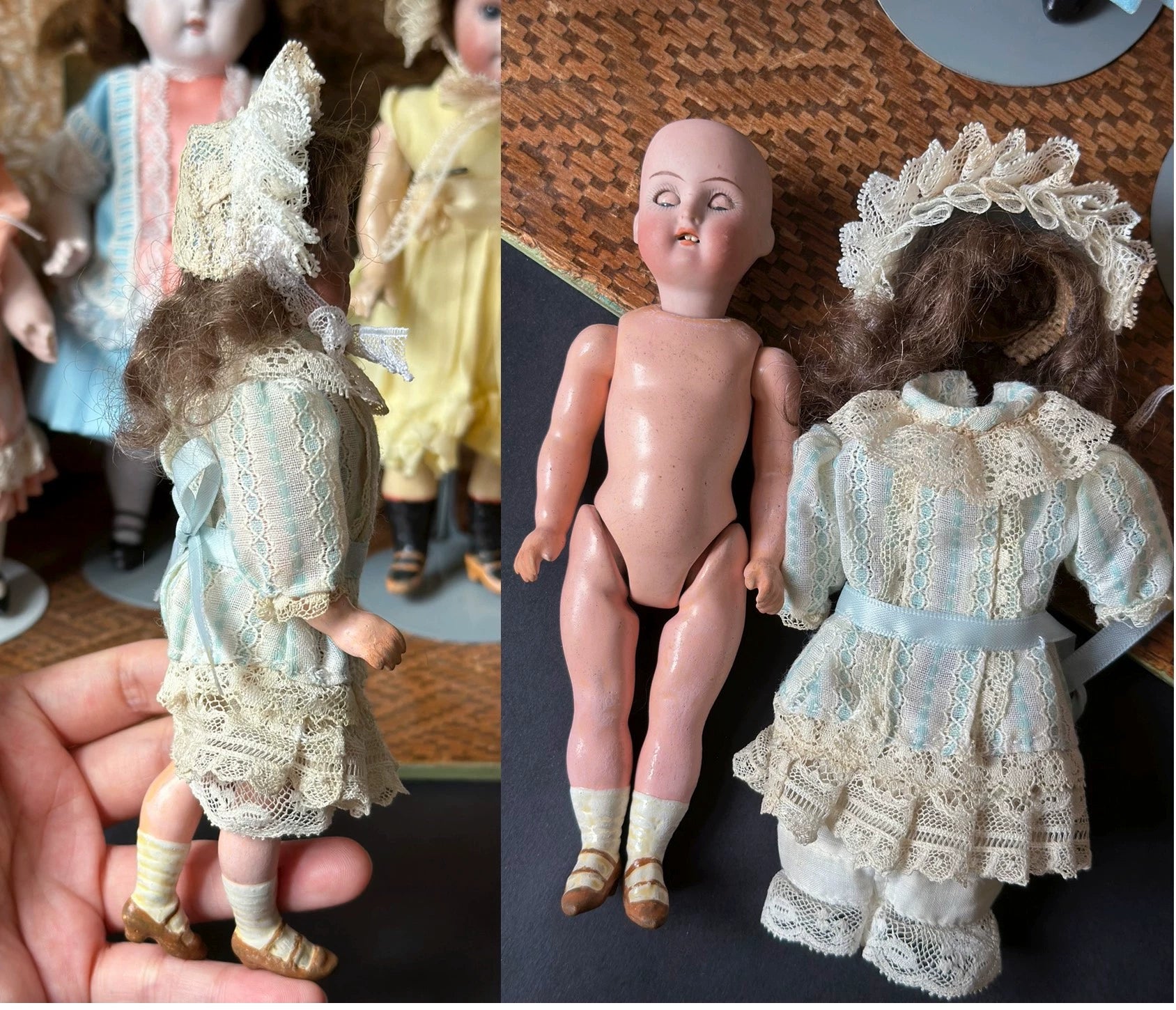 040926-doll-222 Antique doll German KR thick soup porcelain head five joints mini small size