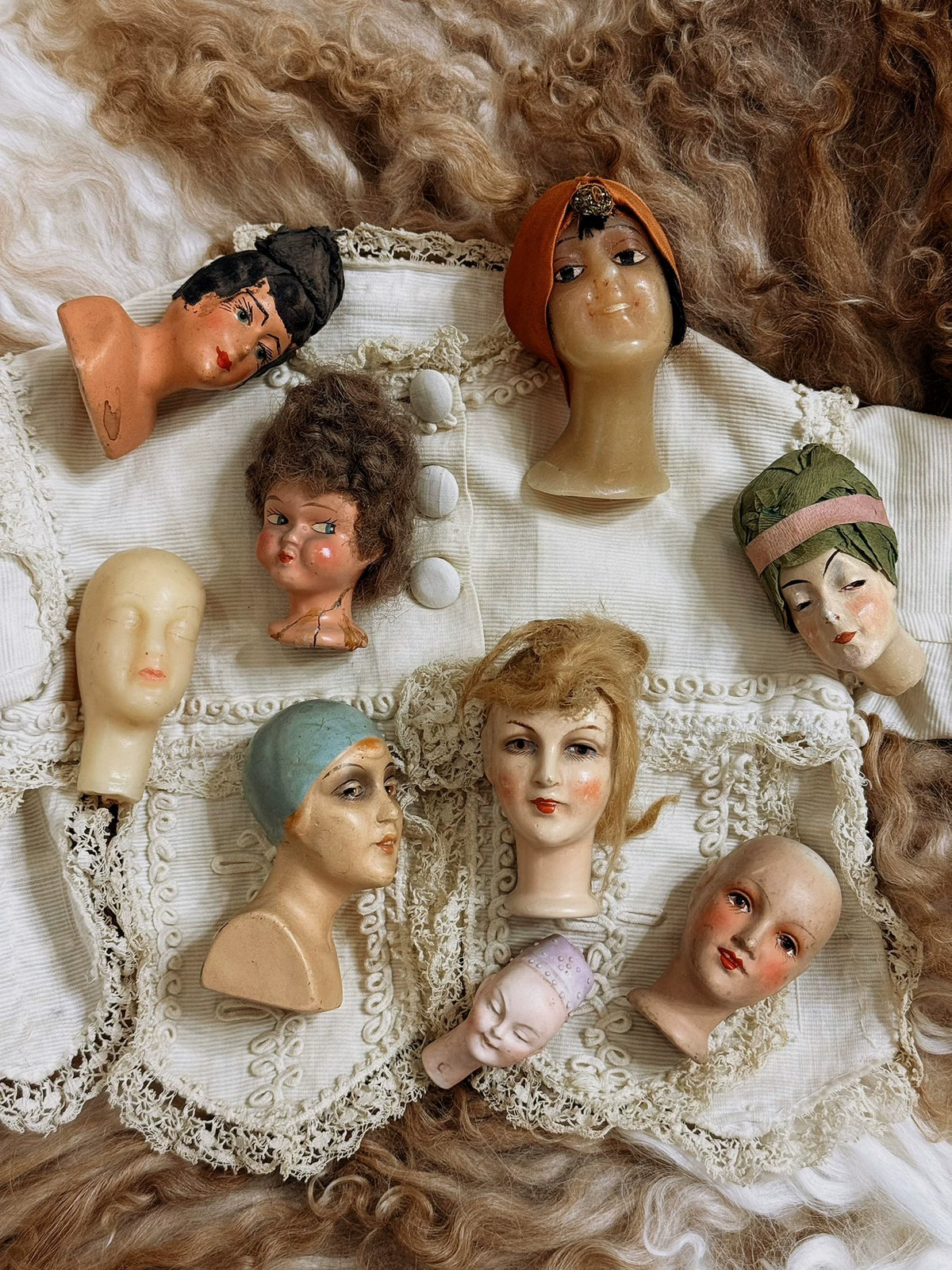 300926-toy-22 French Boudoir Doll Head Western Antique Remnant