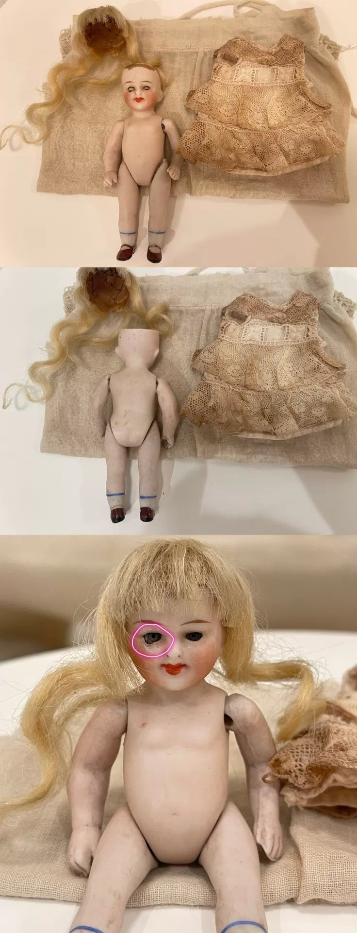 260926-toy-60 Kestner Antique Kenster 126 Full Porcelain Doll