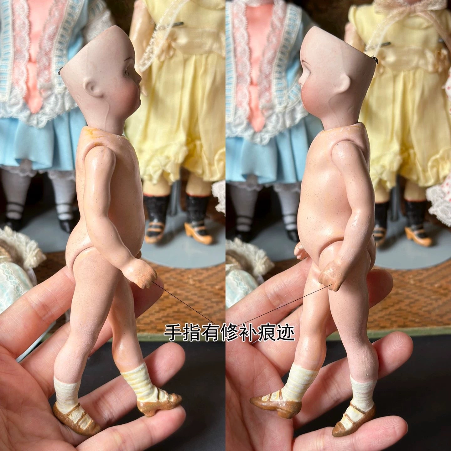 040926-doll-222 Antique doll German KR thick soup porcelain head five joints mini small size
