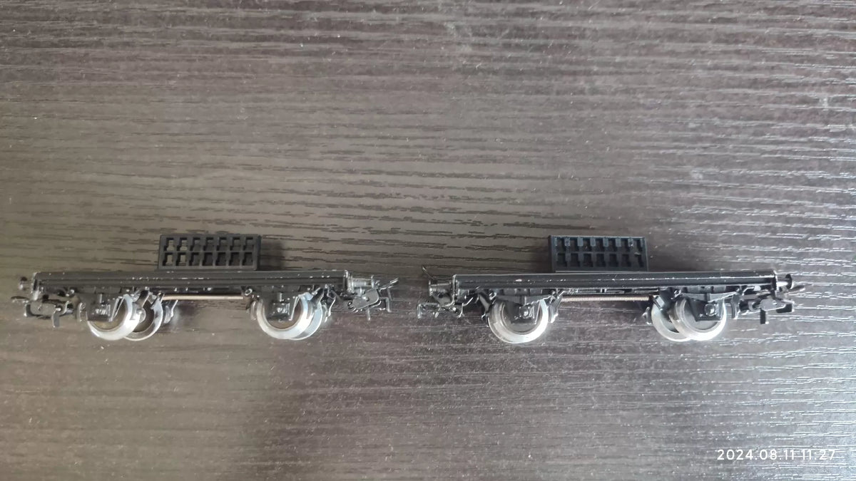 051026-toy-3 HO rail 1/87 scale Marklin double flat car load AC wheel all-metal Mar No Box