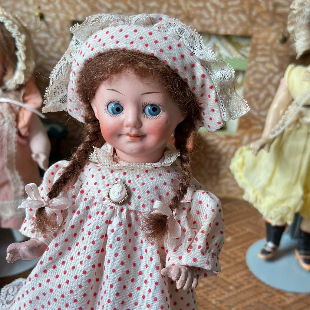 040926-doll-94 Antique Doll Small Oblique 133 German Soup Porcelain Head Five Joints Body Dollhouse Cloth Puppet Doll
