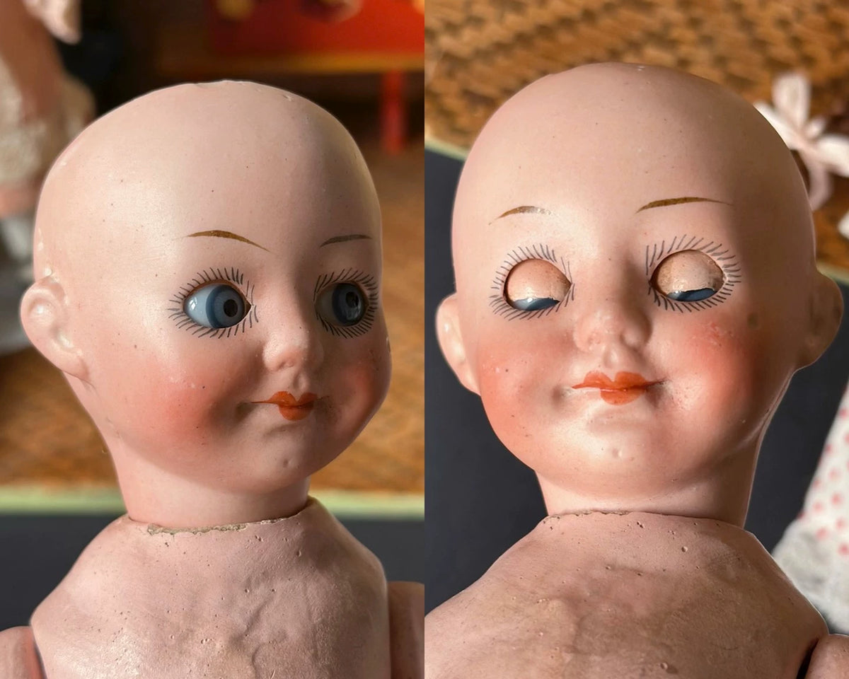 040926-doll-94 Antique Doll Small Oblique 133 German Soup Porcelain Head Five Joints Body Dollhouse Cloth Puppet Doll