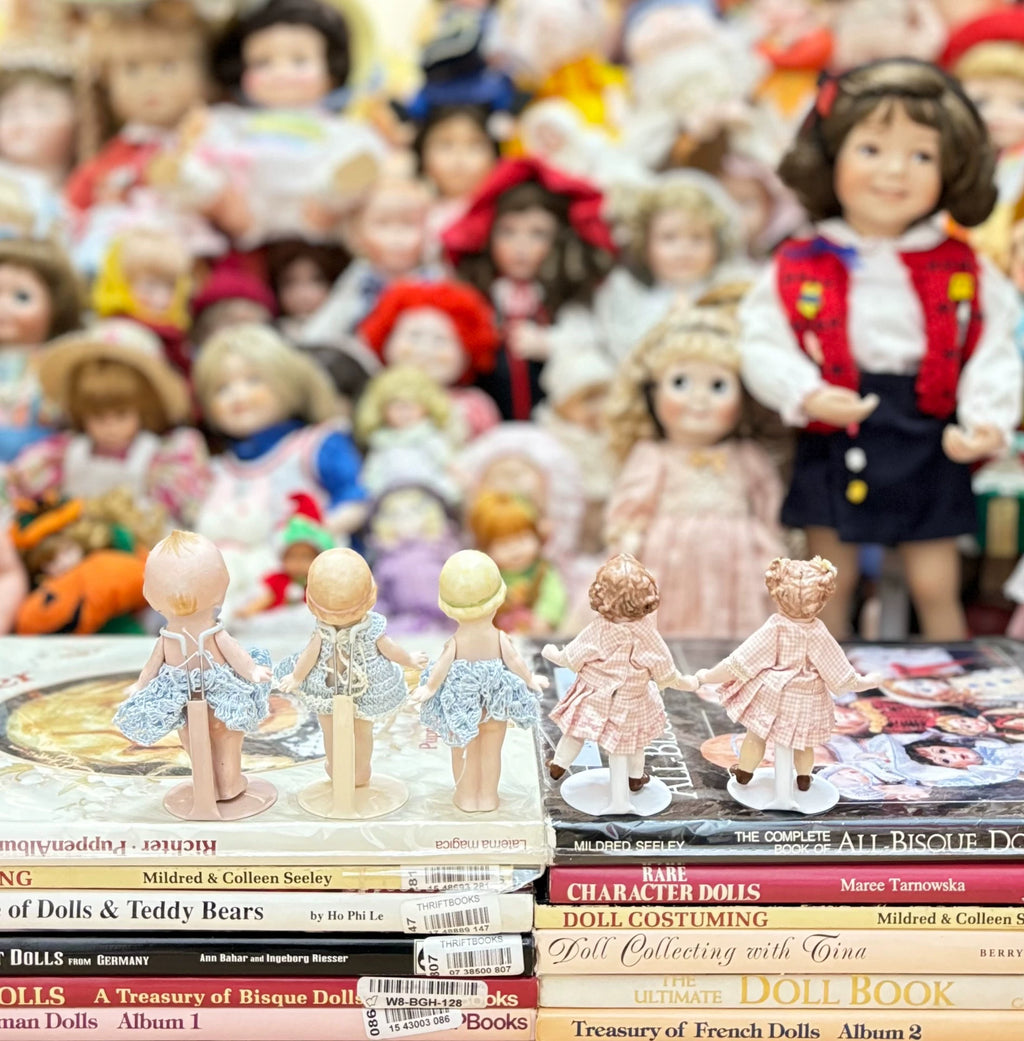 210926-toy-63 German bisque doll small cross-eyed ceramic antique mini all-ceramic