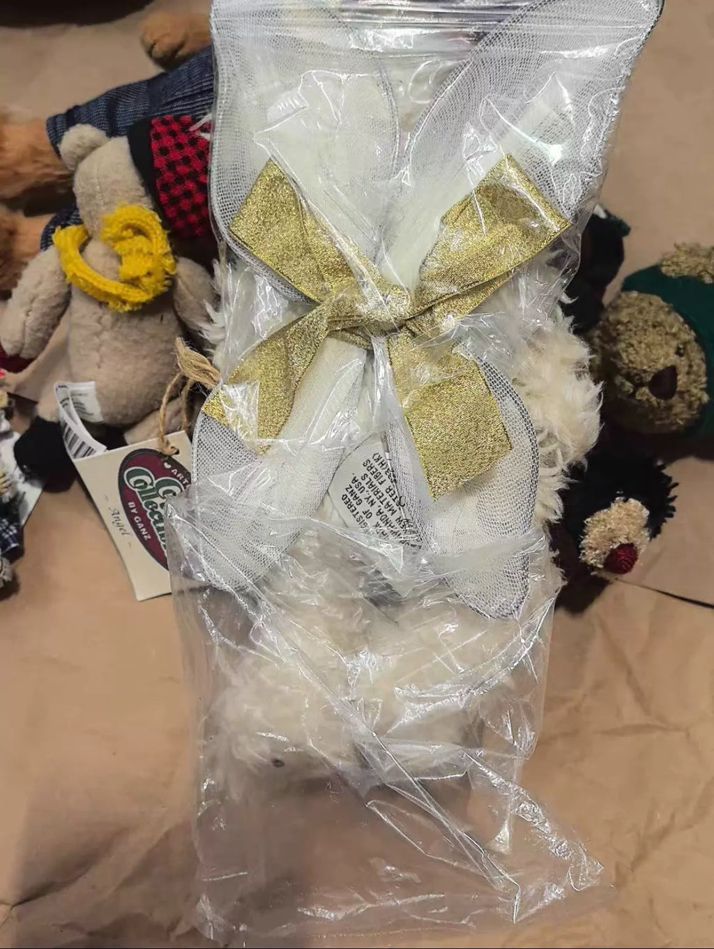 210926-toy-49 Charlie Chocolates Angel Jointed Bear by Ganz look golden bow wings fi With Box