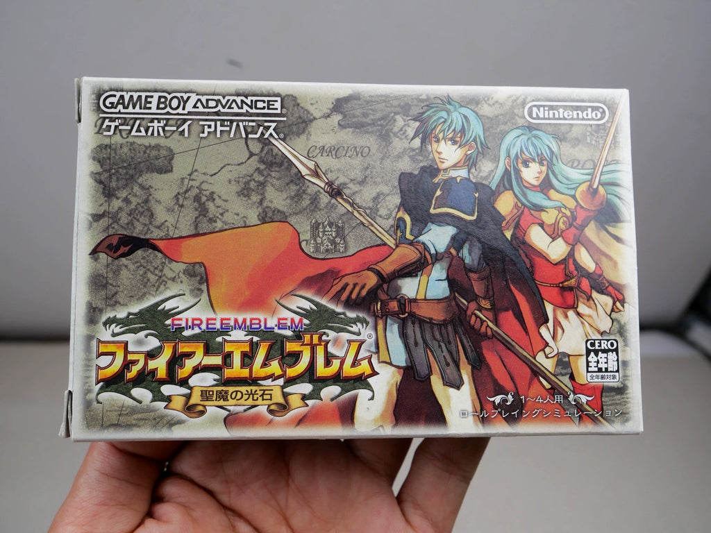 GBA game, flame emblem, holy devil stone, original genuine cartridge, color as shown in the picture, full box, overall good condition, slight indentation on the side of the box, chip memory, normal function, transparent protective box included in
