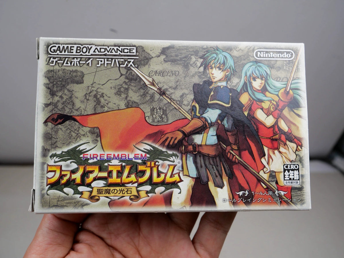 GBA game, flame emblem, holy devil stone, original genuine cartridge, color as shown in the picture, full box, overall good condition, slight indentation on the side of the box, chip memory, normal function, transparent protective box included in