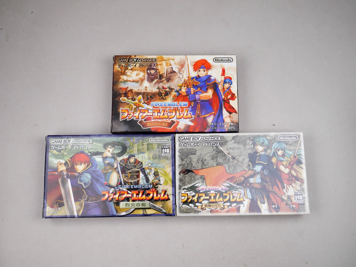 GBA game, three collections of flame emblem series, sword of seal, of fire and stone of holy devil light, original genuine, color as shown in the picture, box said full, cassette function normal, packing price, free shipping transparent protective box.