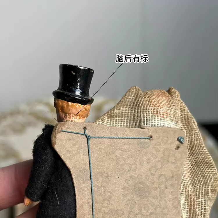 040926-doll-239 Antique German thick soup full porcelain palm treasure joint body dollhouse cloth puppet with original packaging