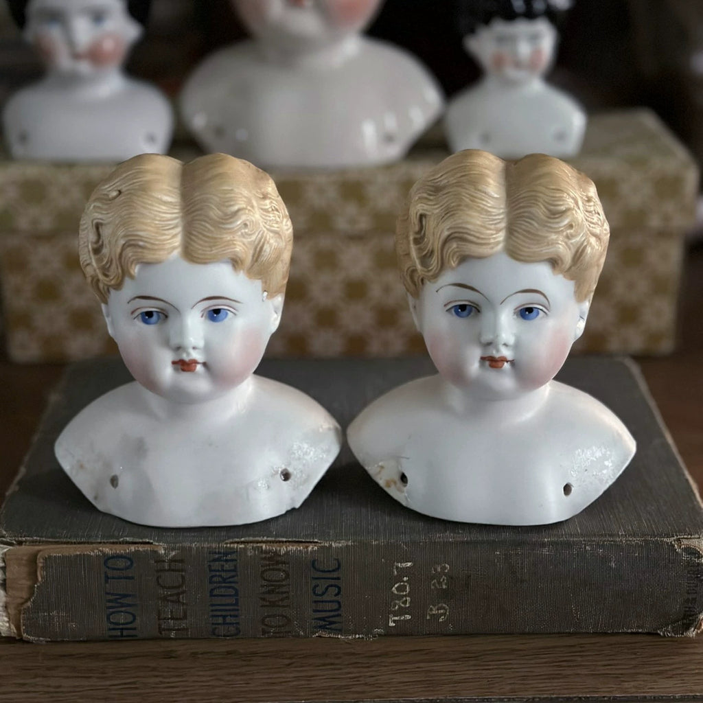 040926-doll-223 Antique German Parian Blonde Porcelain Head Doll China Doll