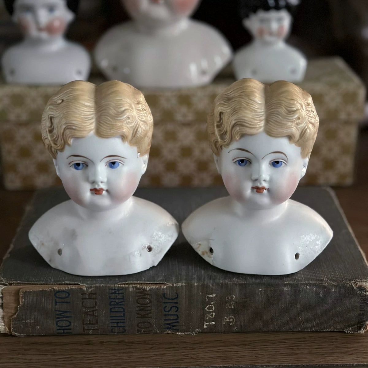 040926-doll-223 Antique German Parian Blonde Porcelain Head Doll China Doll