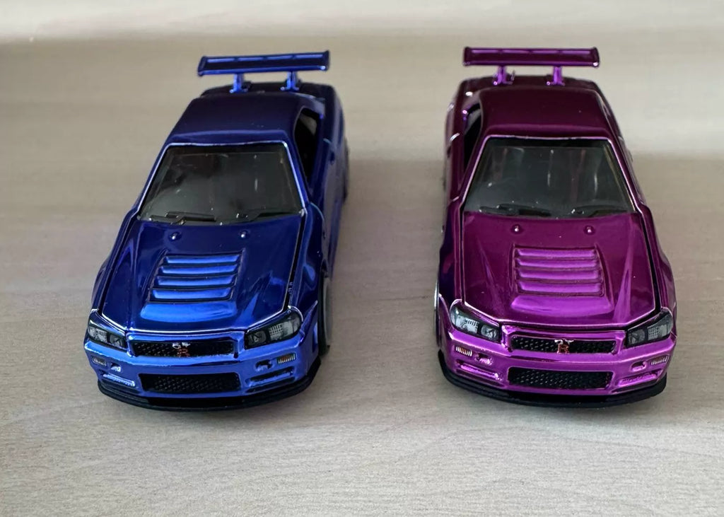 300926-toy-36 Hot Wheels RLC Nissan gtr R34 1/64 alloy model Classic electroplated blue purple colo