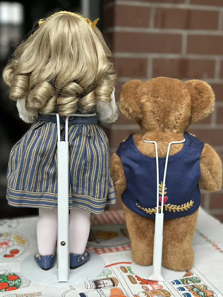040926-doll-292 Antique Porcelain Doll Full Porcelain 5 Joints Blonde Girl and Bear Limited Edition Original Box