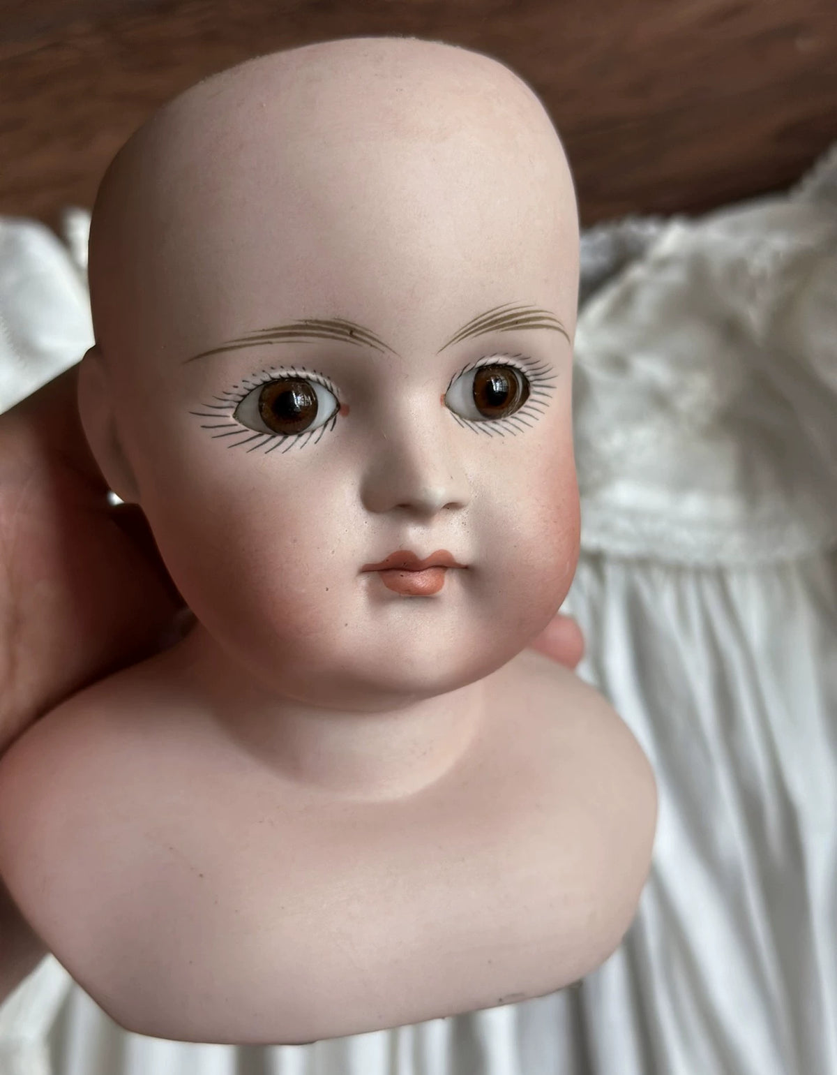 040926-doll-273 Antique German Thick Soup Head Doll Early Kenster Shut Up Kestner Ornaments