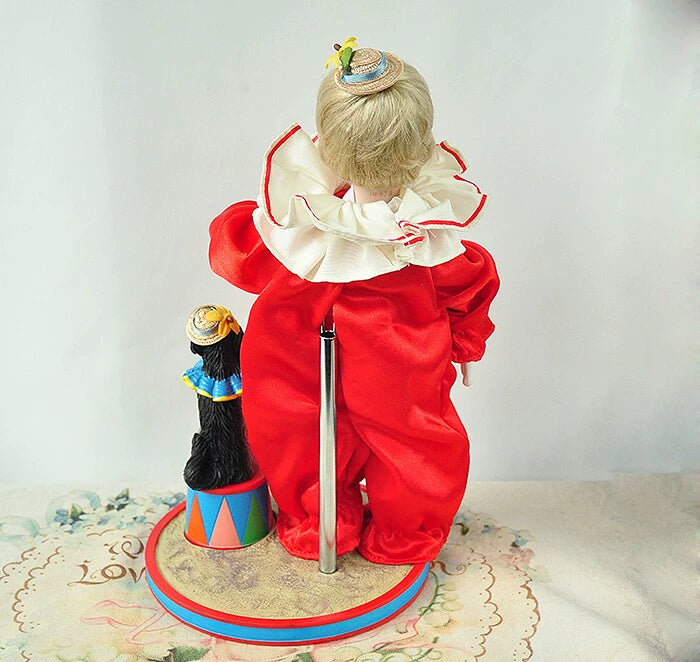 040926-doll-251 Western antique porcelain doll circus clown doll with his puppy original box