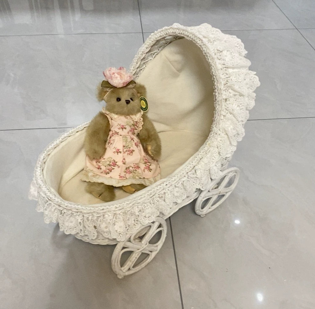 260926-toy-105 Medieval rattan knit small cart dolls with photo plot accessories old New