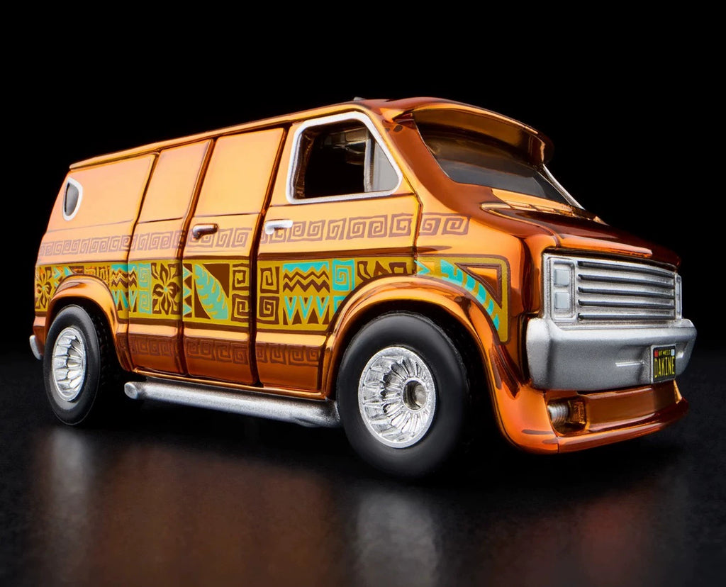 260926-toy-49 Hot Wheels RLC Red Line Club Exclusive 70s Dodge Tradesman Van Plated Orange Four Doo