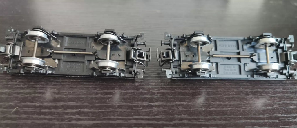 051026-toy-3 HO rail 1/87 scale Marklin double flat car load AC wheel all-metal Mar No Box