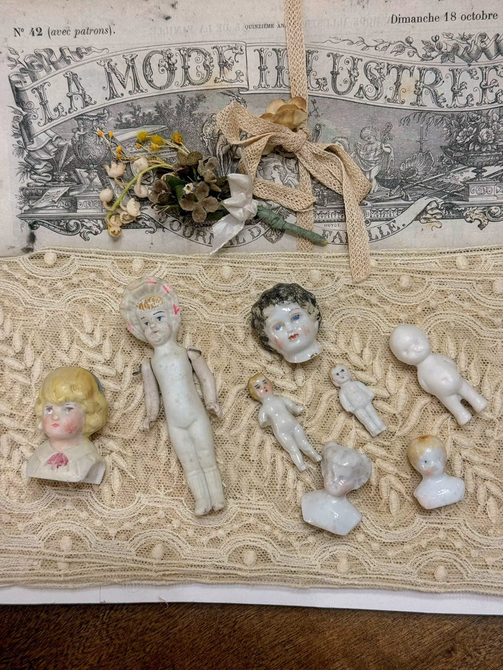 200926-toy-73 【古董迷你娃娃】冻人查理小全瓷瓷头china doll肩头娃娃