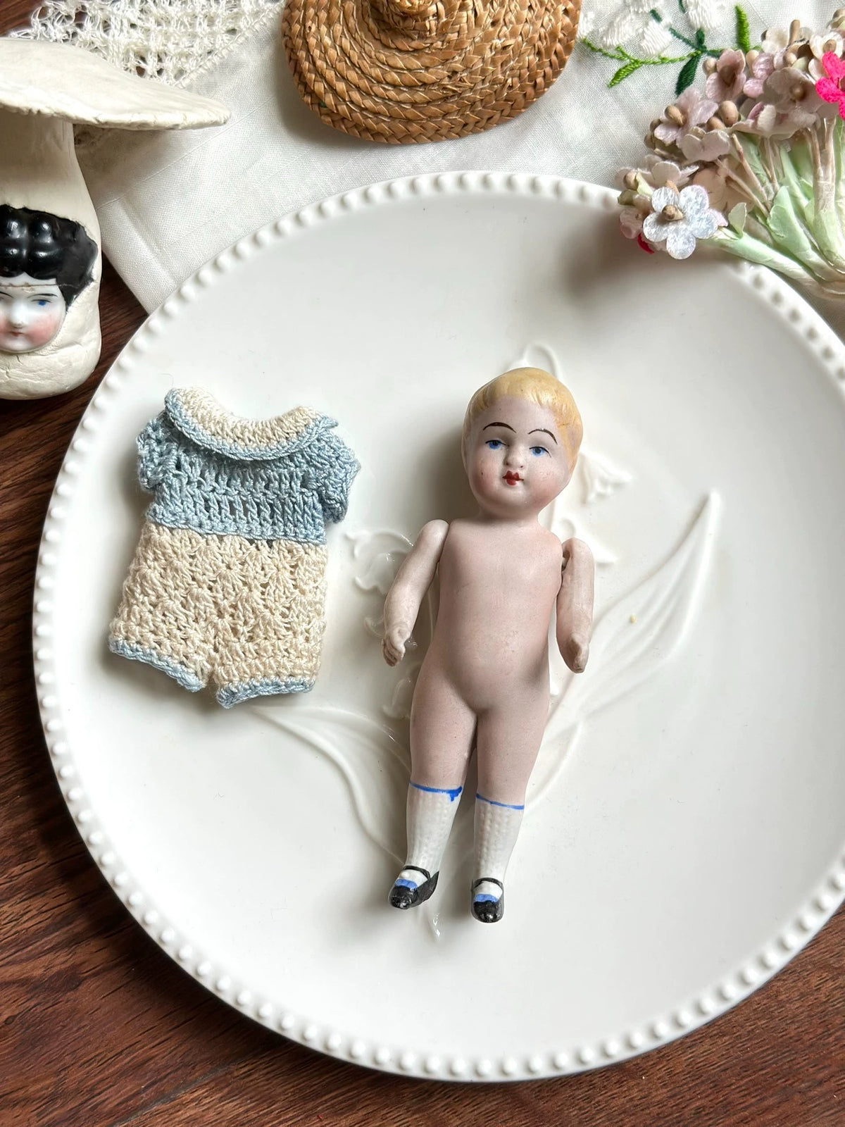 040926-doll-268 Antique thick soup full porcelain blonde angel boy