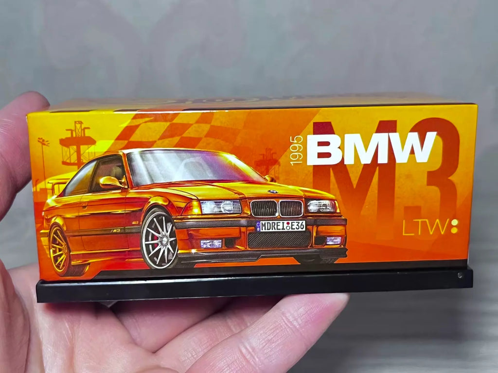 260926-toy-43 Hot Wheels RLC BMW M3 LTW orange alloy model 1/64 scale with original display box and 1995 New