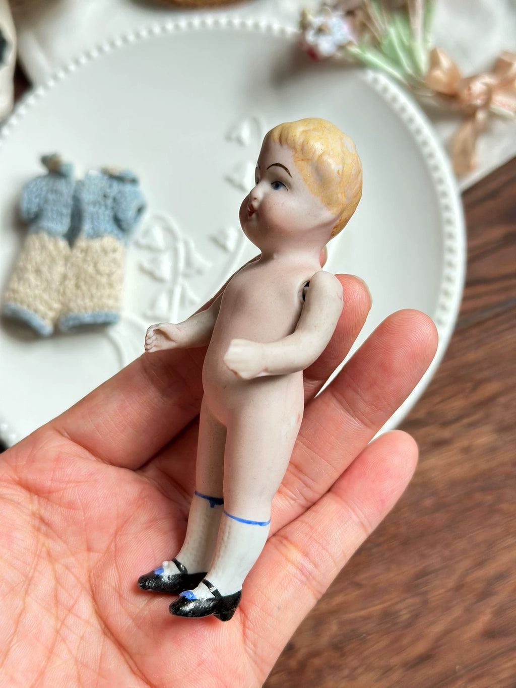 040926-doll-268 Antique thick soup full porcelain blonde angel boy