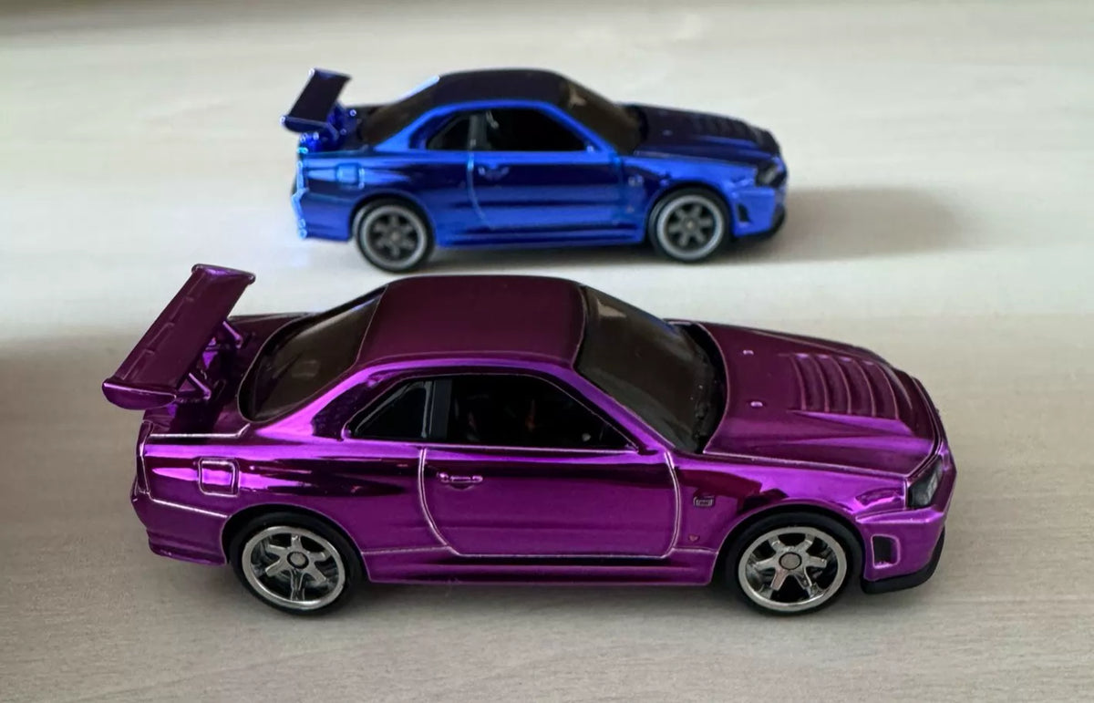 300926-toy-36 Hot Wheels RLC Nissan gtr R34 1/64 alloy model Classic electroplated blue purple colo
