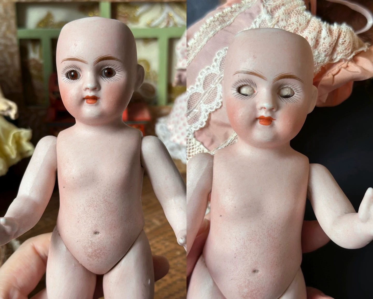 040926-doll-34 Kenster 257 Antique German Soup Doll Kestner Full Porcelain Articulated Miniature Dollhouse Puppet