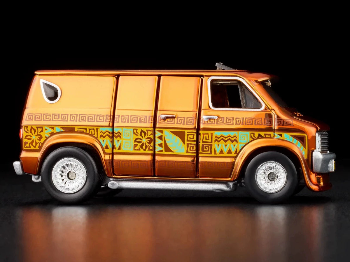260926-toy-49 Hot Wheels RLC Red Line Club Exclusive 70s Dodge Tradesman Van Plated Orange Four Doo