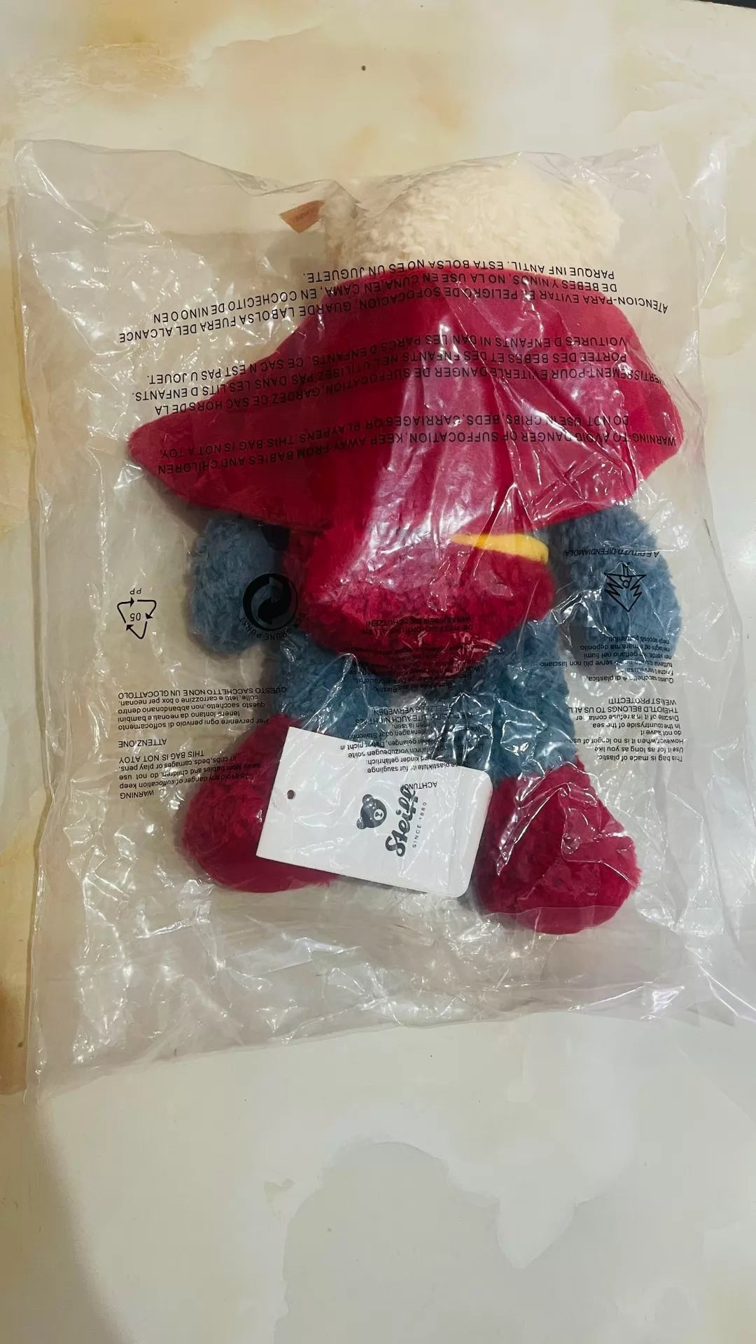250926-toy-32 Steiff Brand DC Superman teddy bear 29cm complete with three labels hang tag With Box