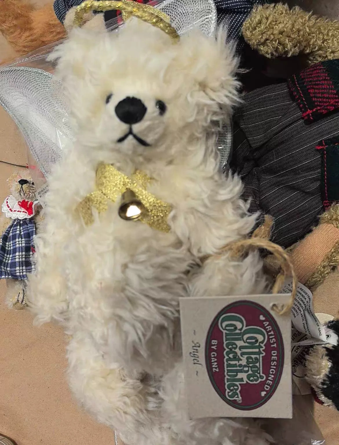 210926-toy-49 Charlie Chocolates Angel Jointed Bear by Ganz look golden bow wings fi With Box