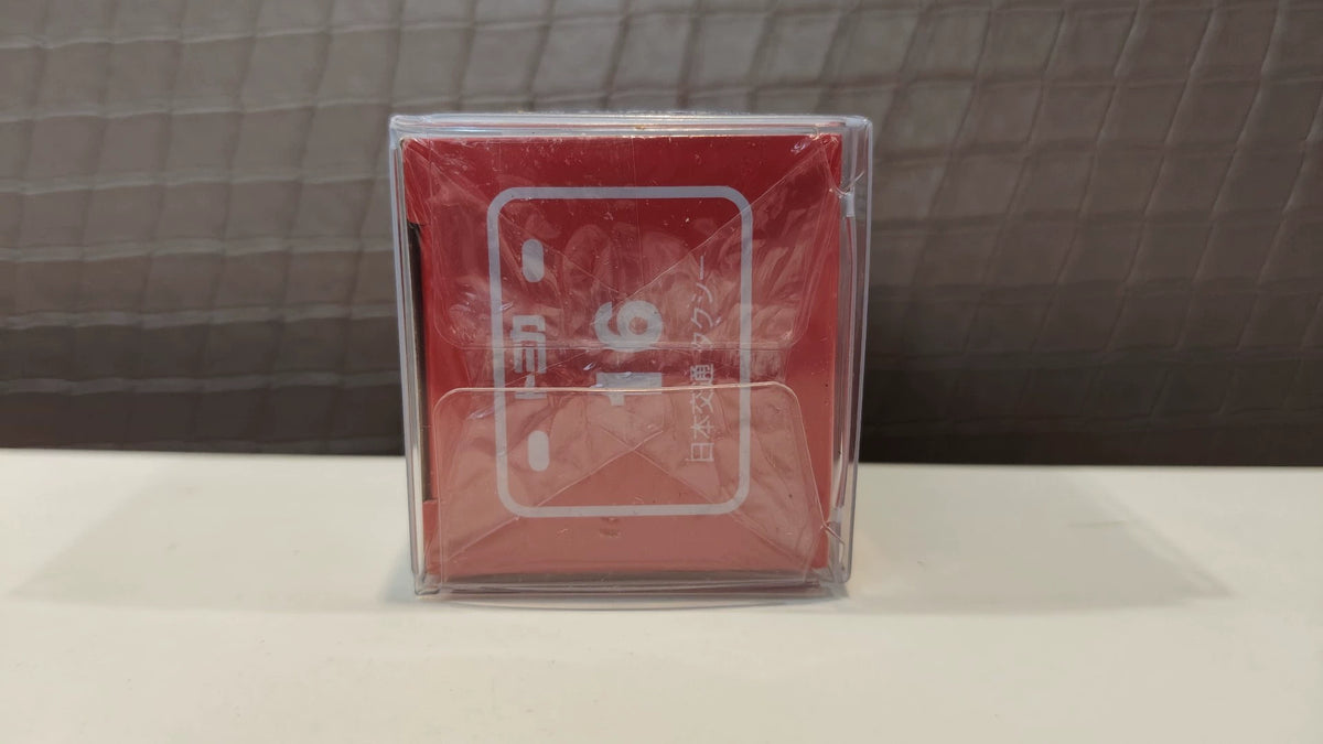 150926-toy-11 Tomica red and white box new car sticker No. 16 Japanese transportation taxi Nihon Kotsu taxi
