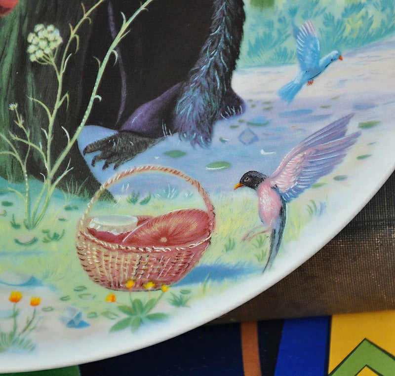 040926-doll-203 French Limoges Antique Dollhouse Decoration Limited Edition Collectible Decorative Plate Little Red Hat Theme Plate With Damaged Flaws