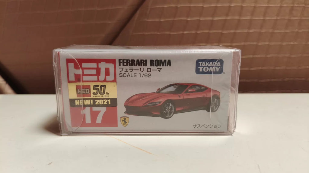 150926-toy-47 Domica Tomica red and white box new car sticker size 17 Ferrari Rome Ferrari Roma