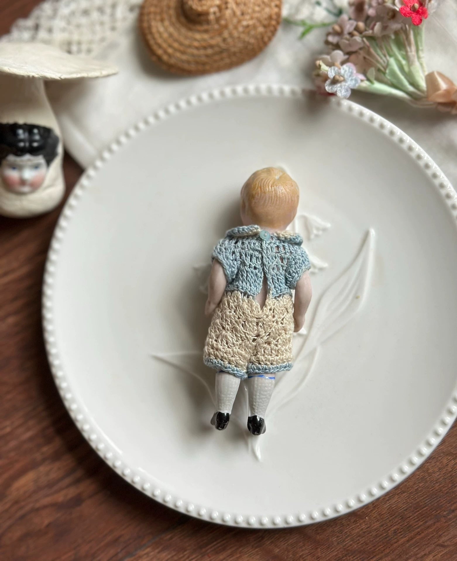 040926-doll-268 Antique thick soup full porcelain blonde angel boy