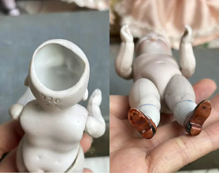 040926-doll-255 Kenster 720 Painted Eye Porcelain Doll Antique German Soup Doll Kestner Full Porcelain Articulated Body Mini Dollhouse Puppet