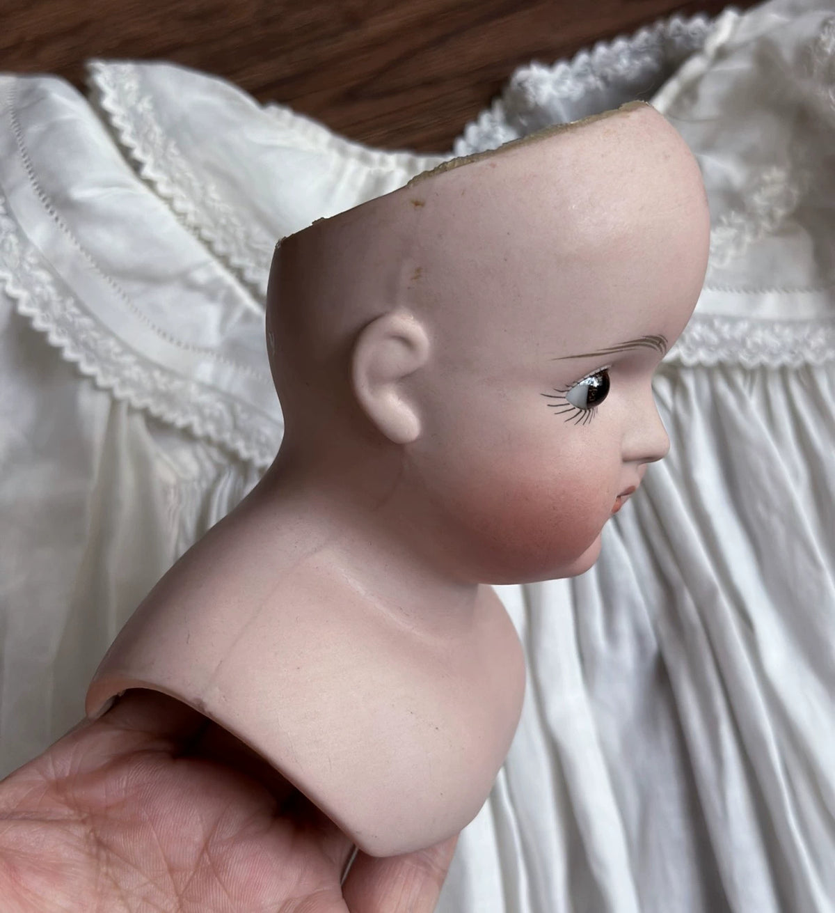 040926-doll-273 Antique German Thick Soup Head Doll Early Kenster Shut Up Kestner Ornaments