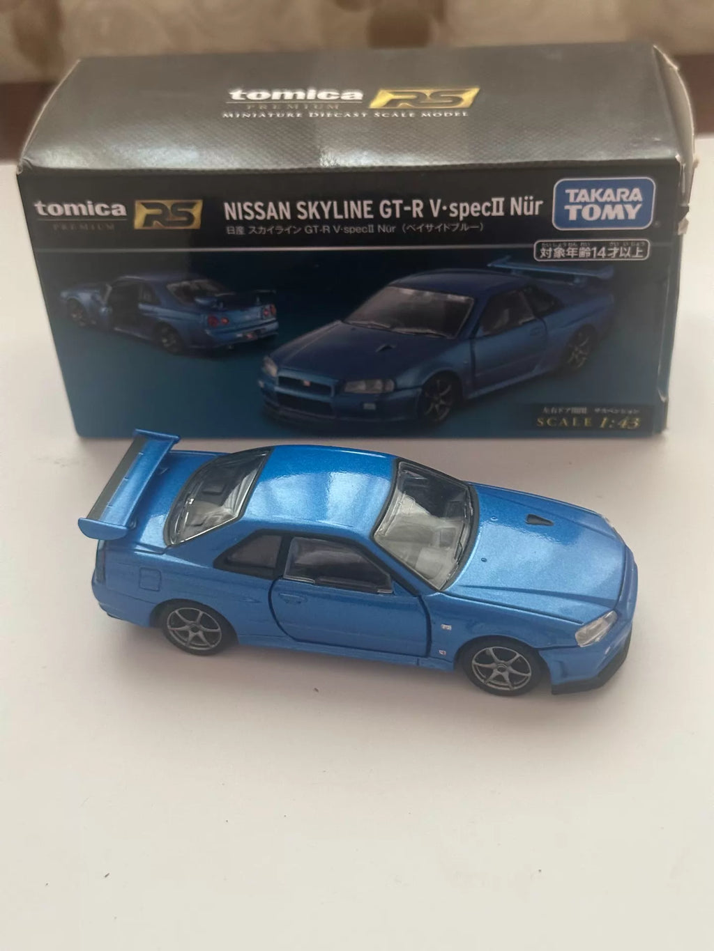 250926-toy-3 Tomica 1 43 Nissan Skyline GT-R V-SpecII Nür blue alloy car model 1:43