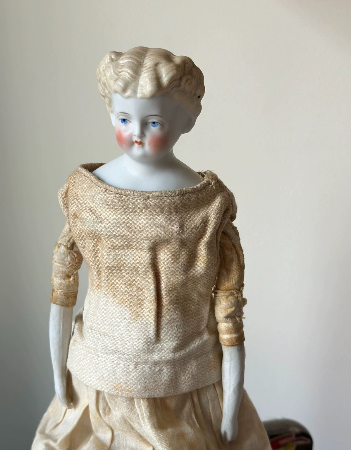040926-doll-2 Antique German Porcelain Head Doll China Doll Blonde Parian Plain Porcelain Doll