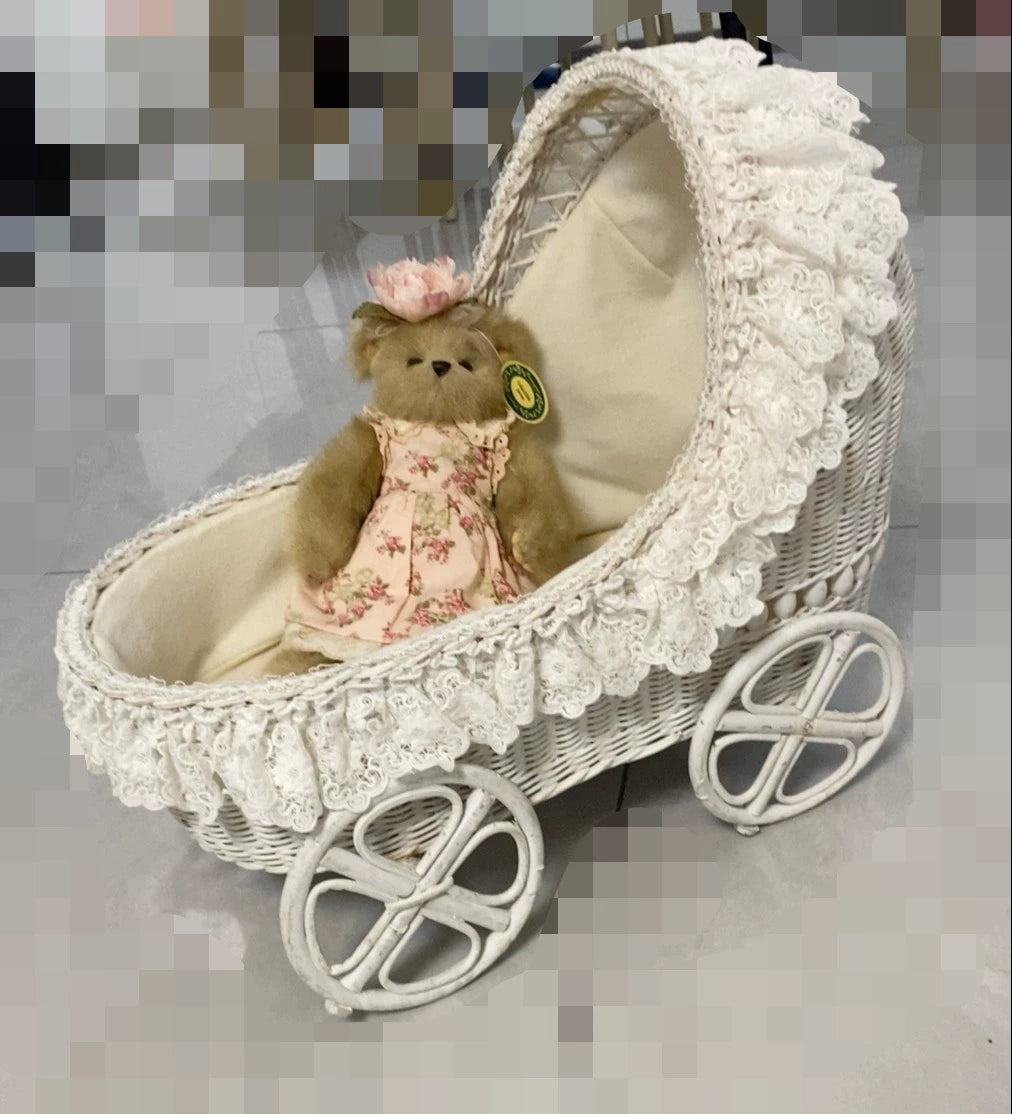 260926-toy-105 Medieval rattan knit small cart dolls with photo plot accessories old New