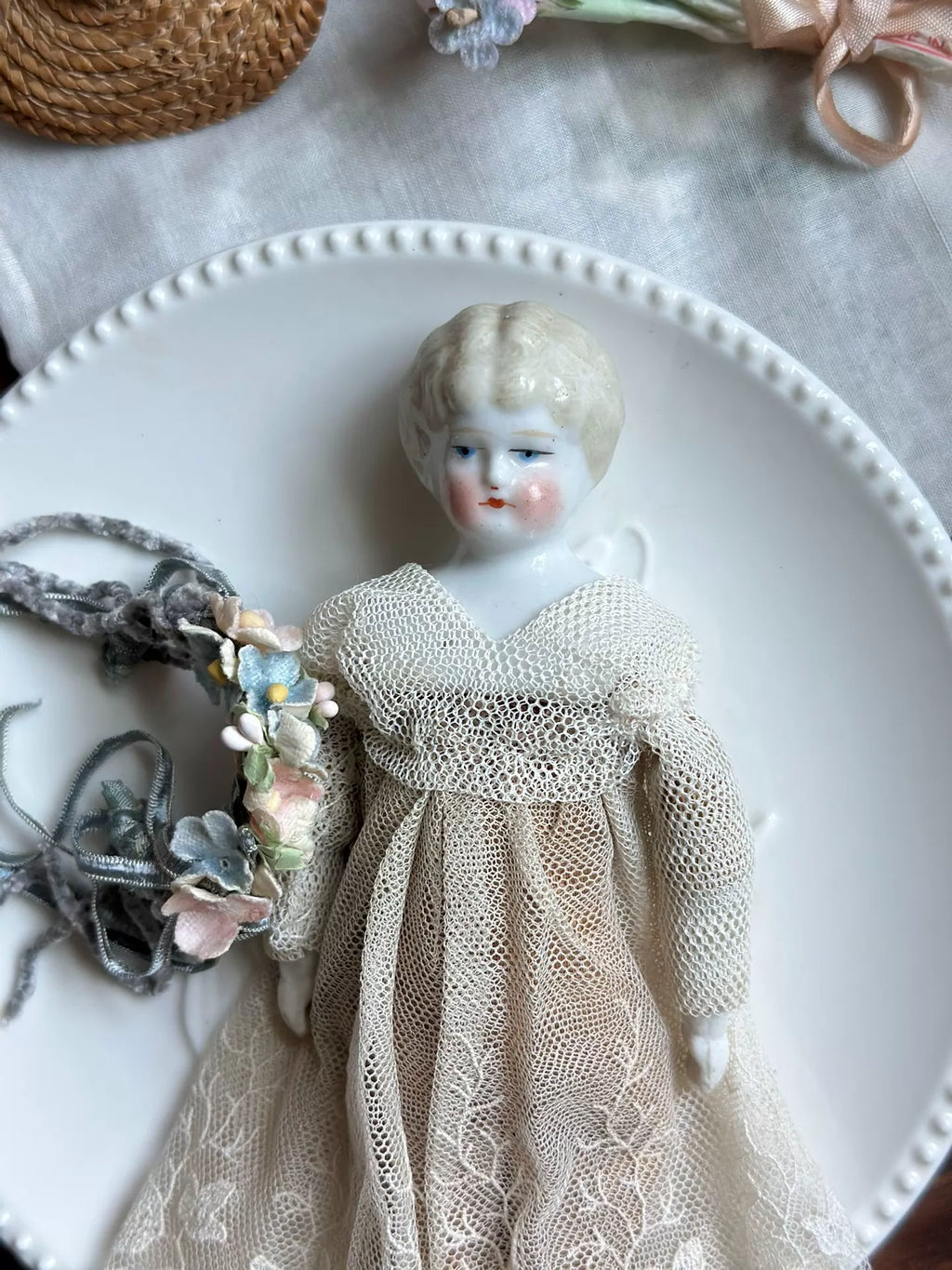 040926-doll-56 Antique German Blonde Porcelain Head Doll China Doll Puppet