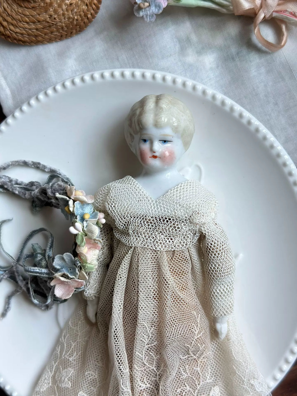 040926-doll-56 Antique German Blonde Porcelain Head Doll China Doll Puppet