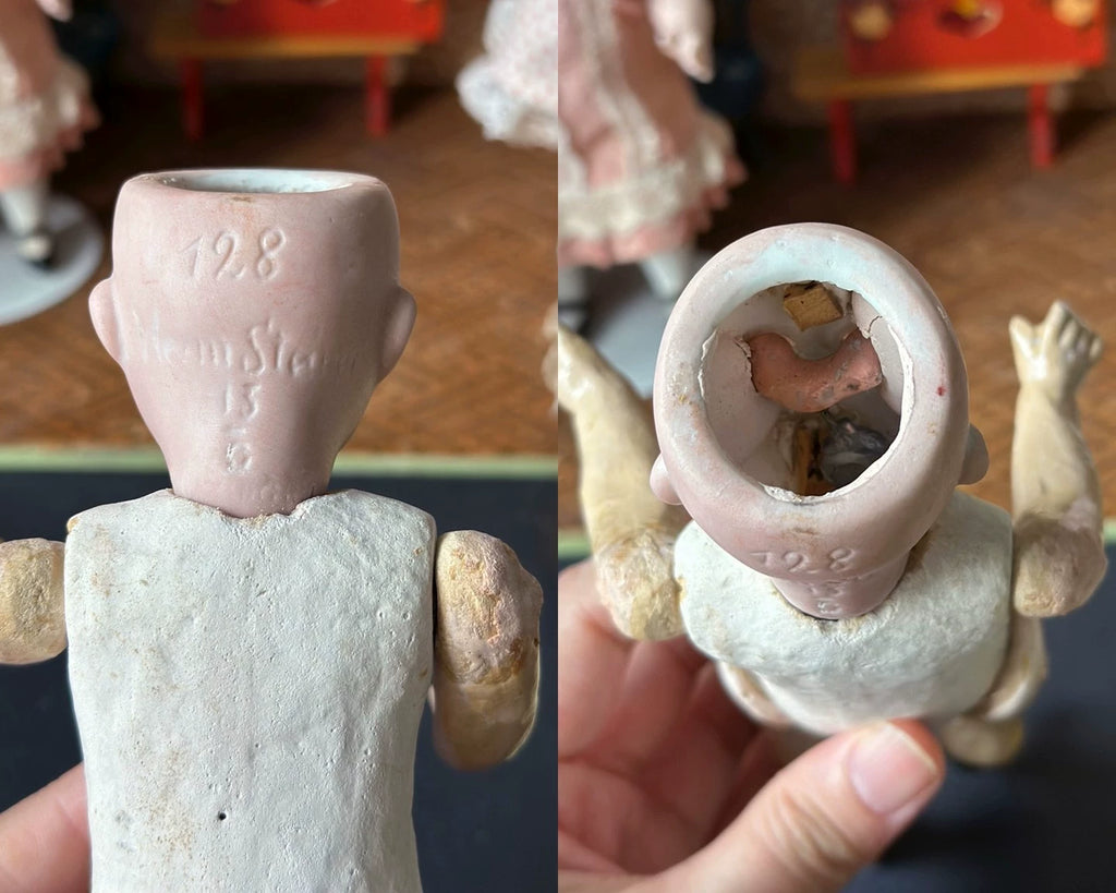 040926-doll-233 Antique Doll German Soup Porcelain Head Five Joints Mini Small