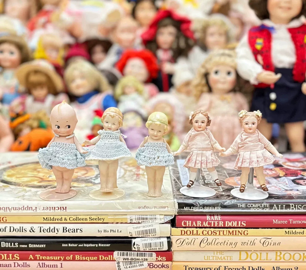 210926-toy-63 German bisque doll small cross-eyed ceramic antique mini all-ceramic