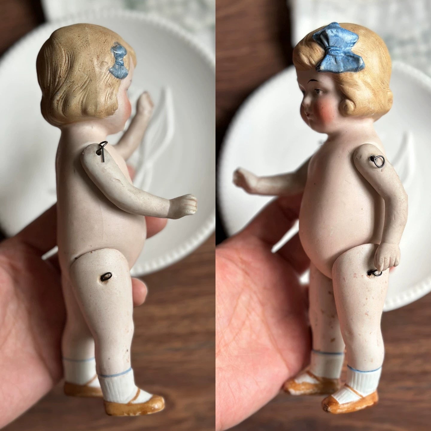 040926-doll-252 German Limbach Double Bow Girl Full Porcelain Doll